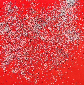 Tano Festa, Coriandoli, Tecnica mista su tela, 1985, 100 x 100 cm